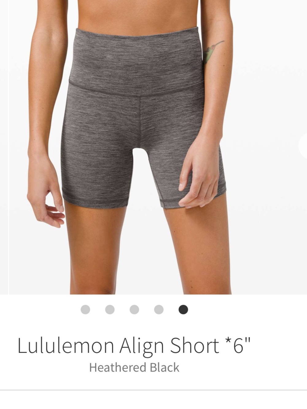 Lululemon Align Short *6" Heathered Black NWT size 6